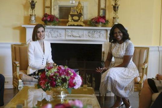 Con Michelle Obama, en la Casa Blanca.
