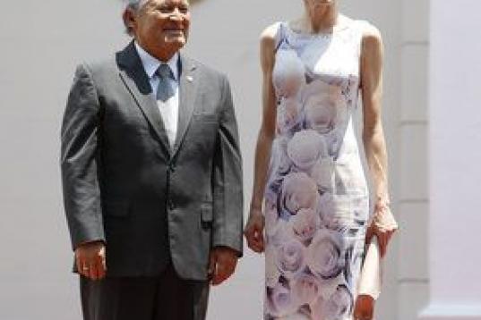Con Salvador Sanchez Cerén, presidente de El Salvador, en el palacio presidencial