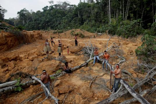 Indígenas de la tribu Mura muestran una zona deforestada del Amazonas cerca de Humaita el 20 de agosto.