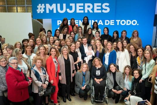 Pablo Casado el 6 de marzo, durante un acto con mujeres en la sede del PP en Madrid.