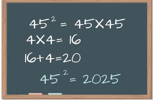Antes de nada recordar que AB² es lo mismo que ABxAB. Dicho esto, se trata de coger el primer dígito (A) y multiplicarlo por si mismo y sumarle a esa cifra el mismo número (A). El resultado final es ese número seguido de 25 (5x5).