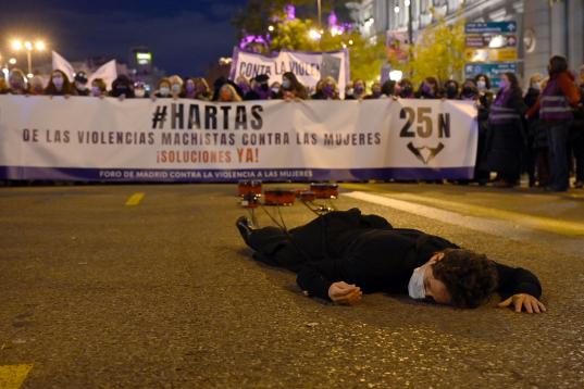 Manifestación en Madrid durante el 25-N.