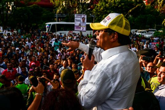 Colombian presidential candidate for the Colombia Humana party, Gustavo Petro, delivers a speech at a rally in Medellin, Colombia, on February 22, 2018.  / AFP PHOTO / JOAQUIN SARMIENTO        (Photo credit should read JOAQUIN SARMIENTO/AFP via ...