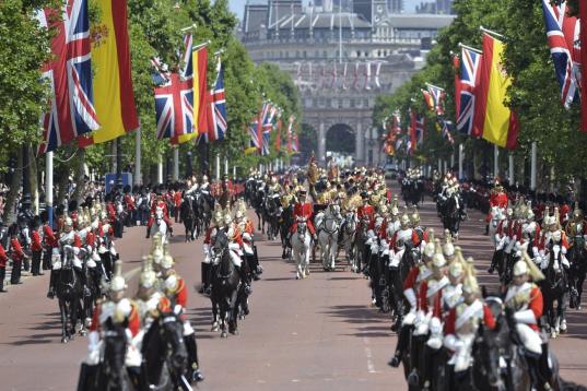 Vista general del campo de desfiles Horse Guard Parade durante la ceremonia de bienvenida de Isabel II a Felipe VI.