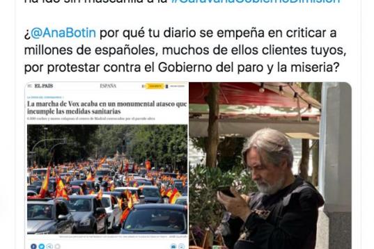 Seguramente a José Manuel Soto no le suene este tuit de mayo de 2020 en el que la formación de ultraderecha Vox señalaba, con fotografía incluida, por escribir que la manifestación que convocó este partido en Madrid terminó "en un monumen...