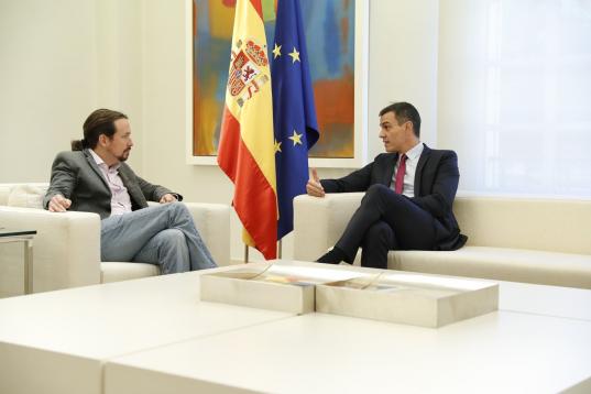 Momento de la reunión Sánchez-Iglesias
