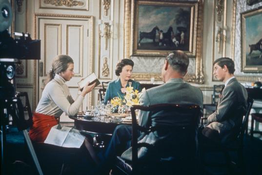 La familia real, durante el rodaje del documental de la BBC 'Familia real', en torno a 1969.