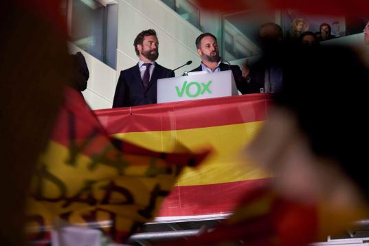 Abascal y Espinosa de los Monteros celebran los resultados de Vox