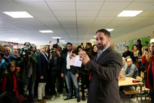 El voto de Santiago Abascal, en Madrid