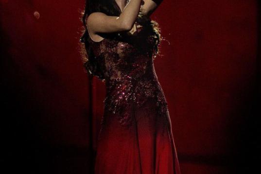 La representante de Azerbaiyan, Dilara Kazimova, intepreta su tema 'Start a fire' en una gala previa al festival de Eurovisión 2014, que se celebrará en Copenhague (Dinamarca) el sábado 10 de mayo de 2014.