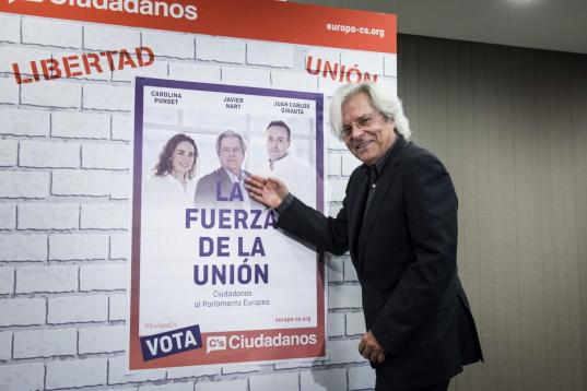 El candidato de Ciudadanos, Javier Nart, en su primer acto en Madrid de campaña.
