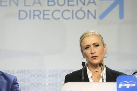 Cristina Cifuentes, candidata del PP a la Comunidad de Madrid, valora los resultados electorales. 