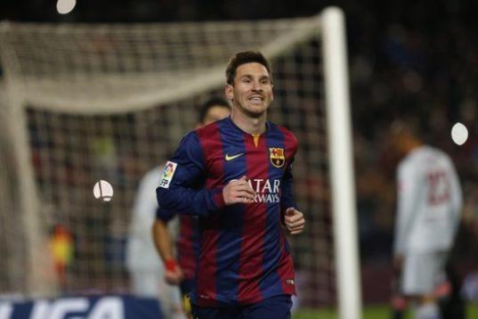 Messi celebra su gol ante Atlético de Madrid la noche del 21 de enero de 2015