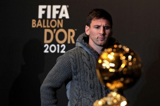 ZURICH, SWITZERLAND - JANUARY 07:  Lionel Messi of Argentina attends the press conference with nominees for World Player of the Year and World Coach of the Year for Men's Football prior to the FIFA Ballon d'Or Gala 2013 at Congress House on Janu...