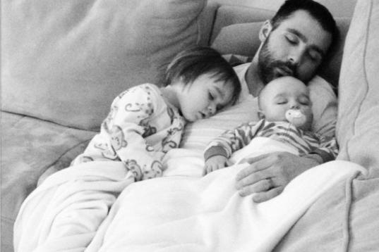 Carly Corrigan:Daddy and his girls napping on a snowy day.