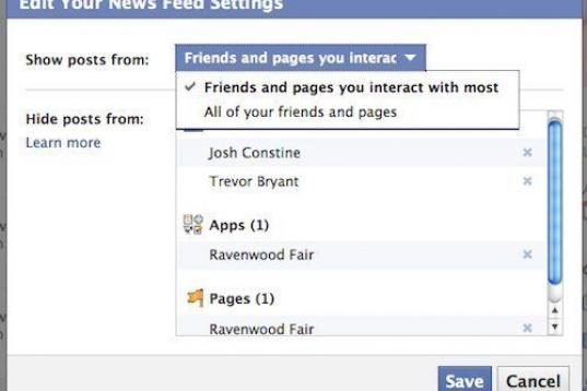 Facebook lanza otro filtro, pero esta vez para ver el contenido de todos los amigos del usuario y las páginas de la que es suscriptor... O solo el de los amigos y páginas con los que más relación tiene.