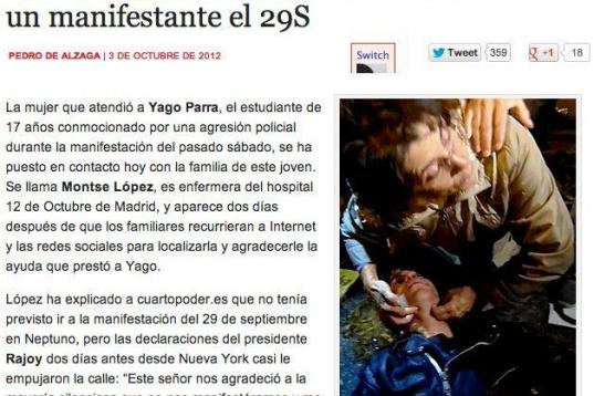 Un chaval del 17 sufrió una conmoción durante las cargas policiales. La enfermera Montse López se paró a atenderlo en medio de todo el barullo, según contó Cuarto Poder.