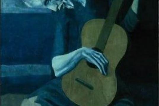 Sin duda una de las más representativas del artista malagueño. Transcurre entre 1901 y 1904. En esta época, a la que pertenece el cuadro Viajo guitarrista, se caracteriza por el uso de los tonos azules y fríos. Los personajes que aparecen en...