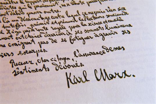 Carta de Marx, datada en 1867, a su editor en Francia.