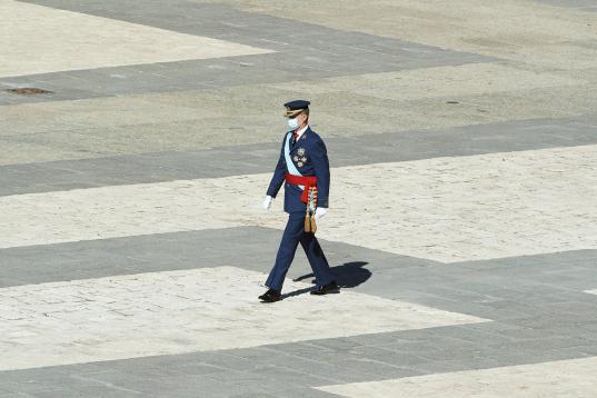 El rey Felipe, en el solitario acto del 12 de octubre, sin desfile. 