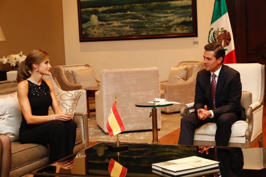 Durante su viaje a México, en la recepción por parte del Presidente Enrique Peña Nieto en la residencia de Los Pinos.