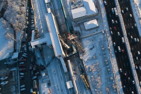 ANKARA, TURKEY - DECEMBER 13 : A drone photo shows an aerial view of crash site after high-speed train crashed in Turkish capital Ankara on December 13, 2018. At least four people were killed and 43 injured when a high-speed train crashed into a...