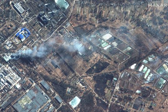 La situación en Chernihiv, captada por el satélite Maxar Technologies.