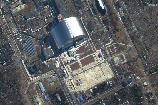 La situación en Chernobyl, captada por el satélite Maxar Technologies.