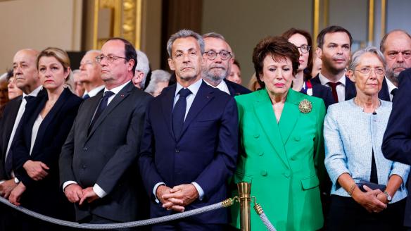 Presidentes franceses en un acto conmemorativo