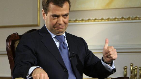 Dmitry Medvedev, en sus tiempos de presidente ruso (2009), durante una entrevista con la Agencia Reuters.
