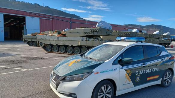 Imagen de los tanques Leopard que se han visto en el puerto de Bilbao.