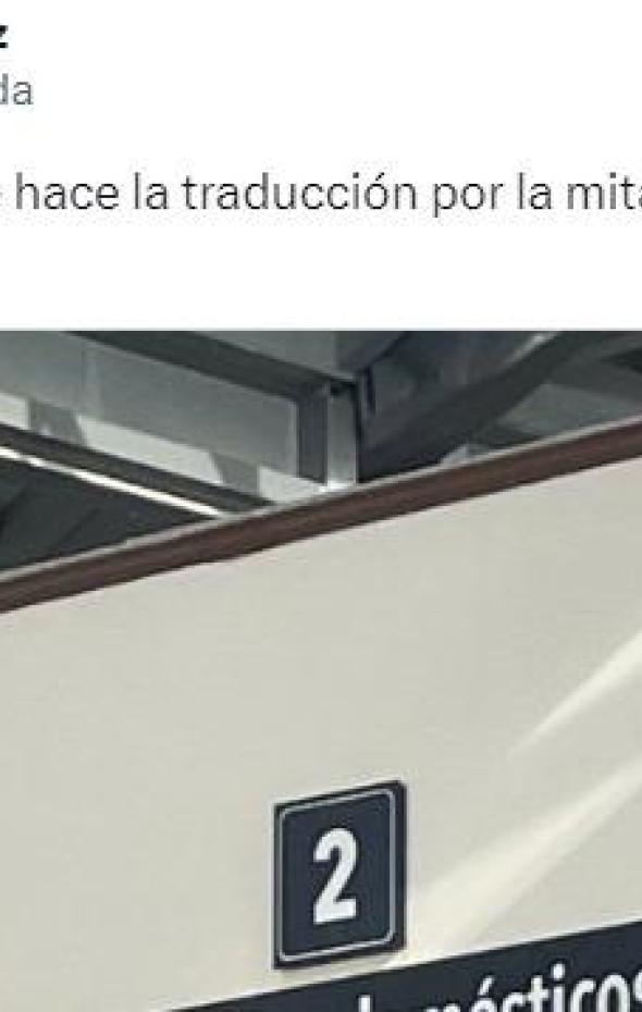 La traducción al español de este cartel del aeropuerto abre el debate en X