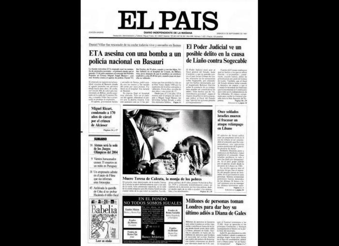 Las portadas de los periódicos tras la muerte de Diana en 1997