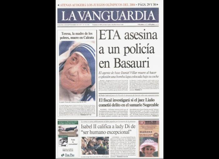Las portadas de los periódicos tras la muerte de Diana en 1997