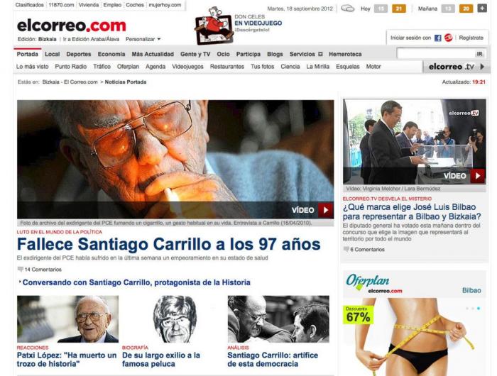 Muerte de Santiago Carrillo: el histórico dirigente comunista fallece en Madrid a los 97 años (FOTOS)