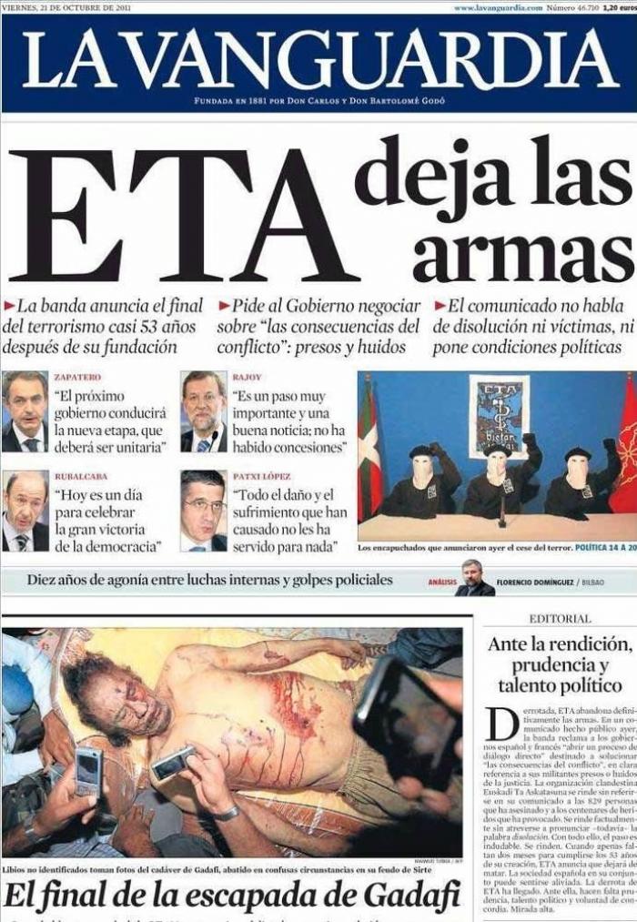 Un año del fin de ETA: Las portadas de aquel día (FOTOS)