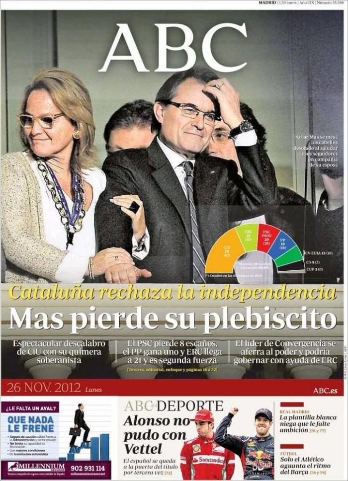 Elecciones Cataluña 2012: El 26-N en las portadas de la prensa (FOTOS)