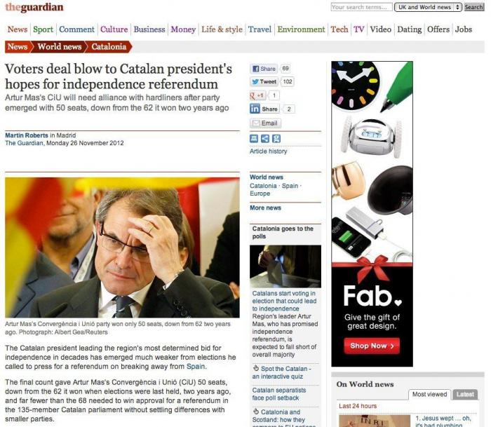 Elecciones Cataluña 2012: La prensa internacional destaca el auge del separatismo (FOTOS)