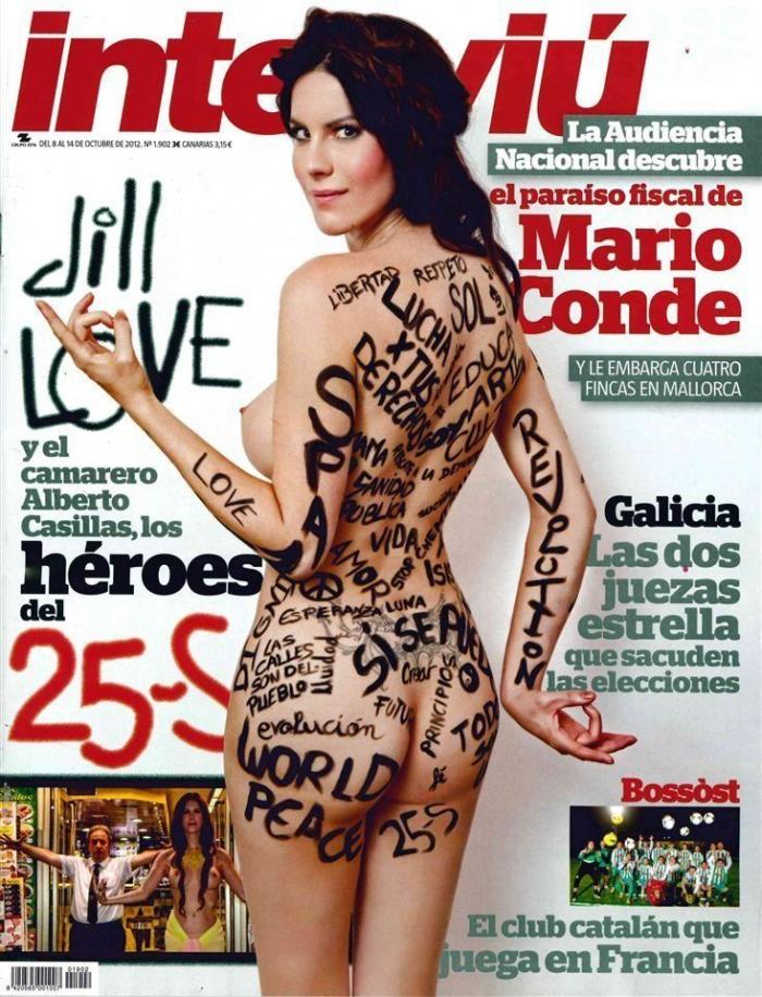 Jill Love: la hippy desnuda, del 25S a la portada de Interviú (FOTOS)