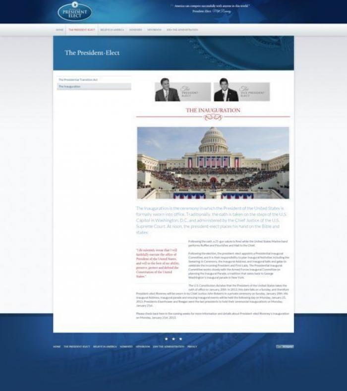 El equipo de Romney publica por error la página web que tenía preparada para ser presidente (FOTOS)