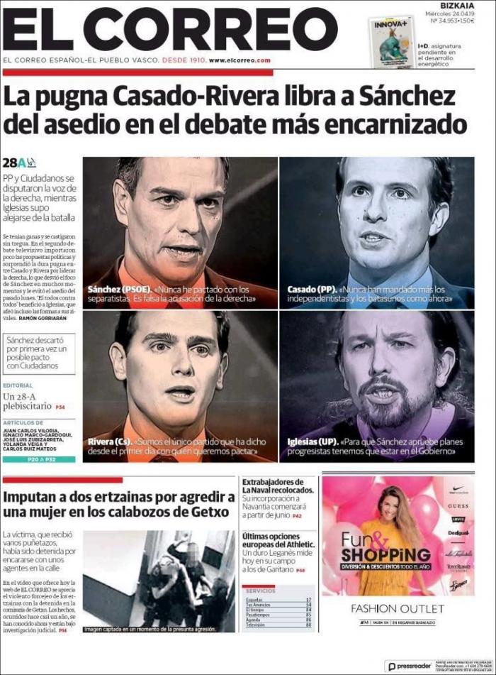 La bronca entre la derecha en el debate de Atresmedia copa las portadas de la prensa nacional