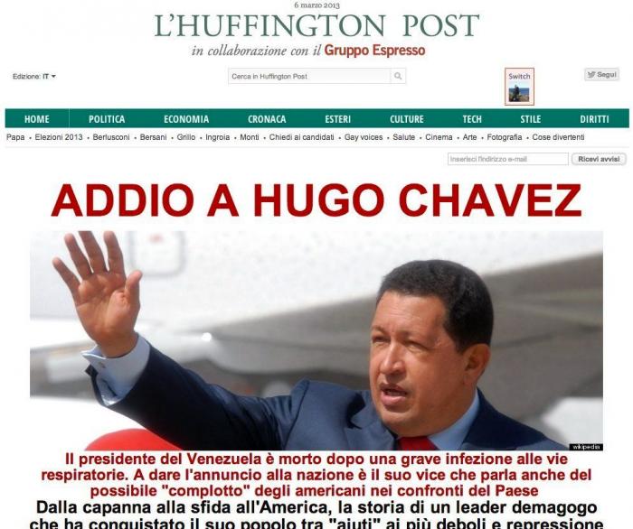 Muerte de Hugo Chávez: Las portadas de los medios digitales (FOTOS)