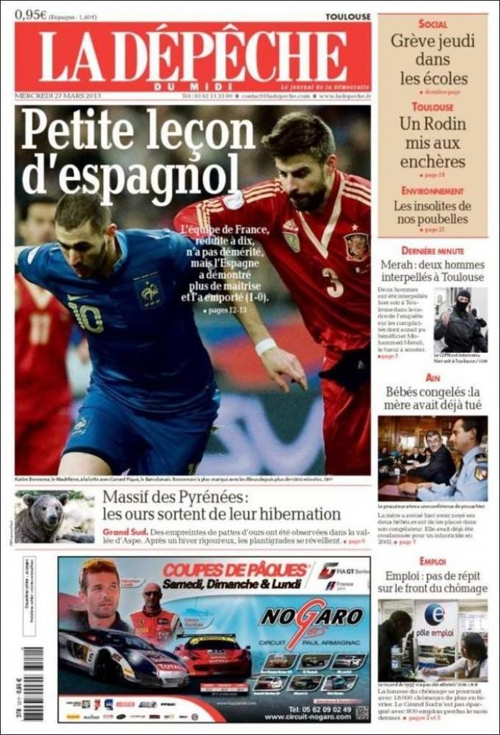 Francia-España: La prensa recoge la superioridad de La Roja en París (FOTOS)