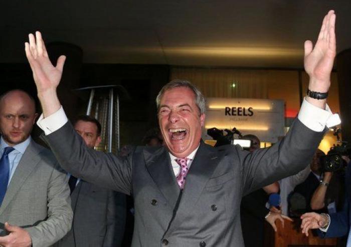 El feo comentario de Nigel Farage en su discurso tras la victoria del Brexit