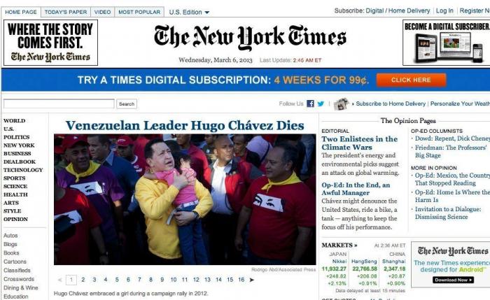 Muerte de Chávez en la prensa internacional: portadas y obituarios (FOTOS)