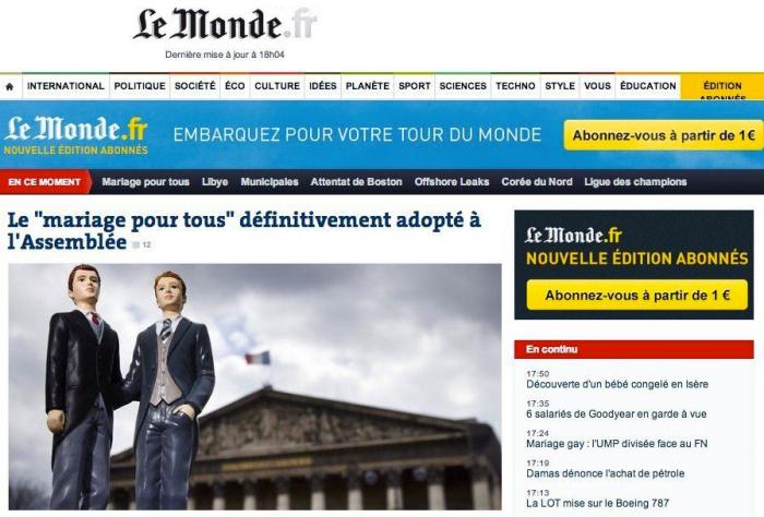 Francia aprueba el matrimonio homosexual (VÍDEO, FOTOS)