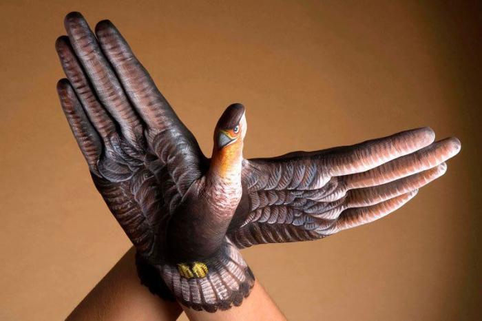 Pintura corporal: retratos realistas de animales en manos (FOTOS)