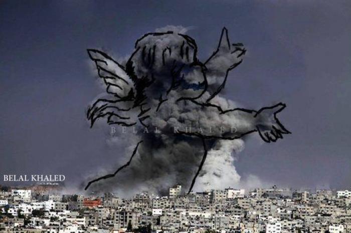 Artistas palestinos convierten los bombardeos israelíes en arte como signo de rebeldía (FOTOS)