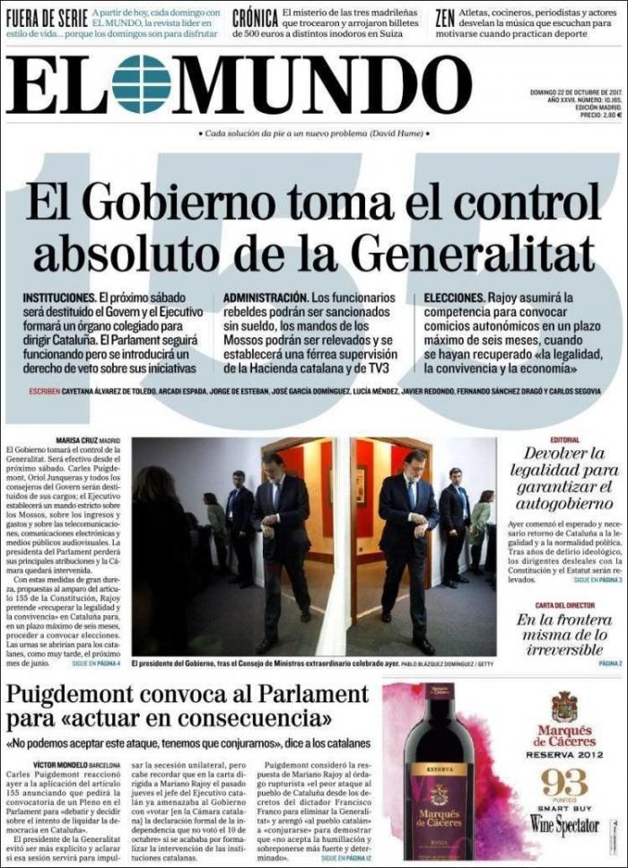 Pedro Sánchez: "Que se active el 155 depende de la decisión última de Puigdemont"