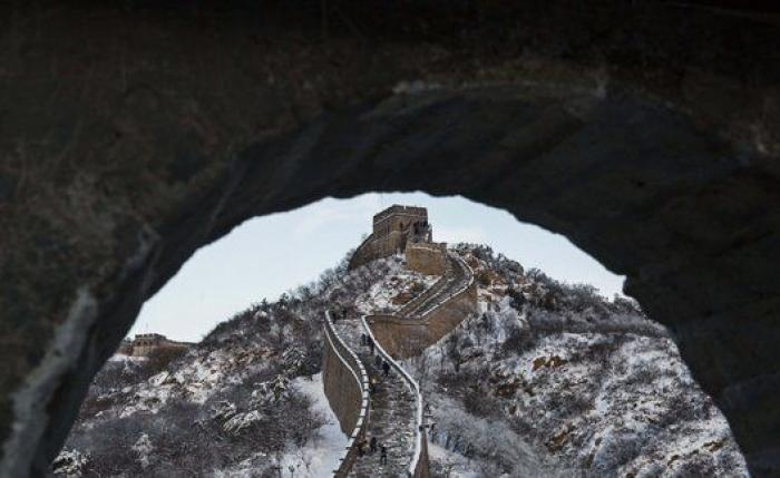 Las bellas fotos de la muralla china cubierta de nieve